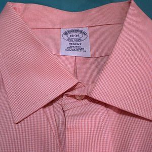 Brooks Brothers Regent Fit Dress Shirt Orange Micro Houndstooth